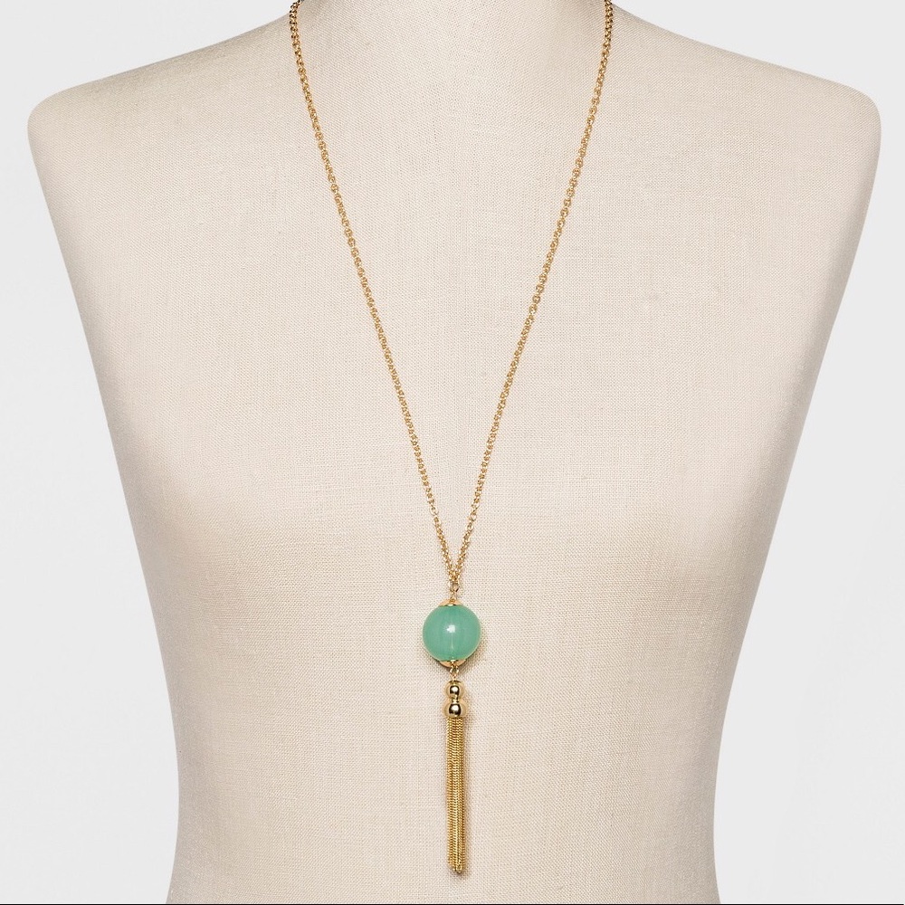 Long Turquoise Tassel Pendant